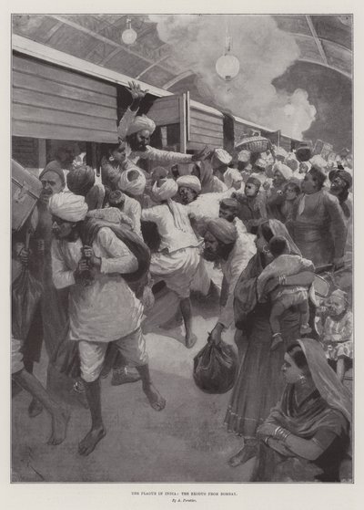 The Plague in India, the Exodus from Bombay by Amedee Forestier